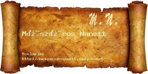 Mészáros Nanett névjegykártya